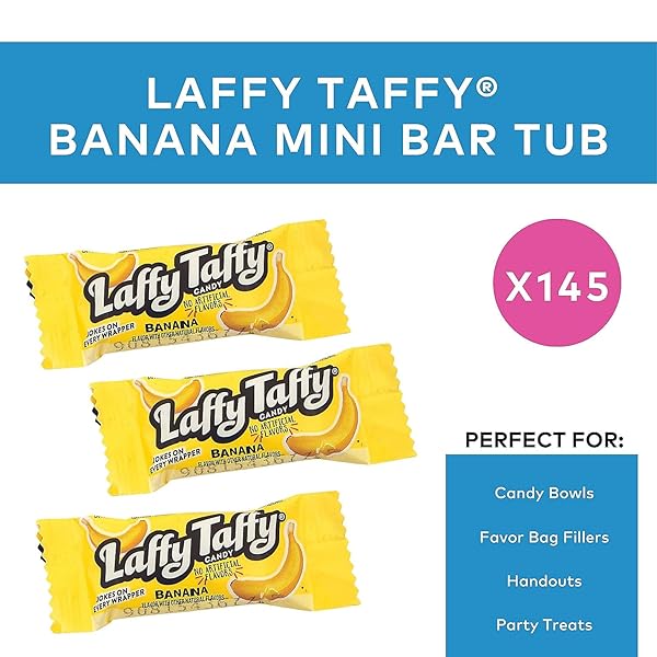 LAFFY TAFFY CANDY, BANANA FLAVOR, INDIVIDUALLY WRAPPED CANDY (145 PIECES)