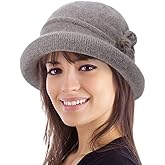 Women Winter Knit 1920s Vintage Bucket Bowler Hat Round Brim Warm Hat