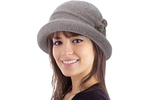 COLORSUN Women Winter Knit 1920s Vintage Bucket Bowler Hat Round Brim Warm Hat