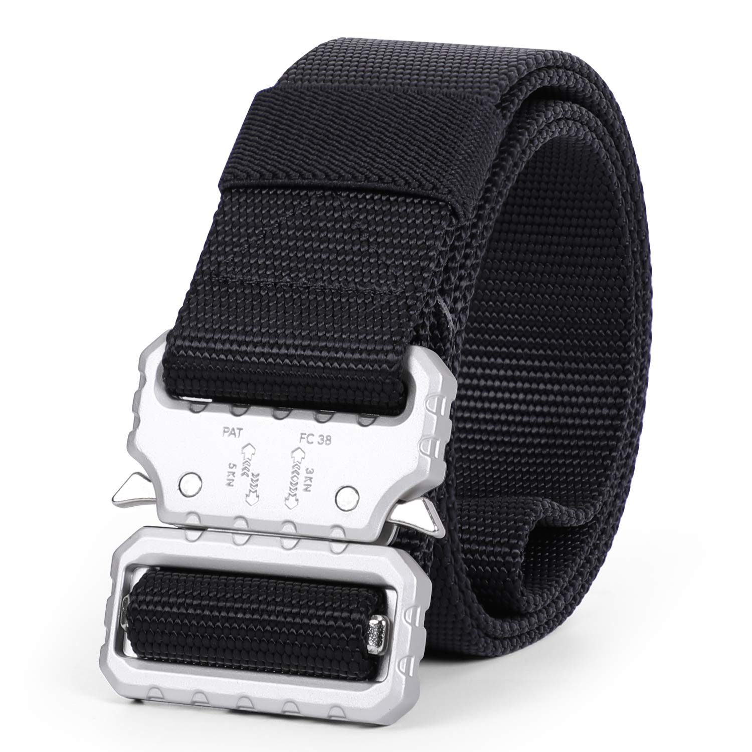 Whippy 2019 Tactical Military Webbing Nylon Belt,Webbing Gun Belt in Quick-Release Metal Buckle