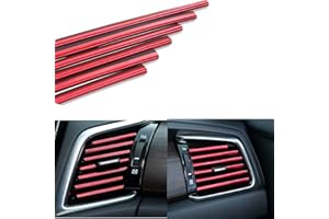 WedFeir 20pcs Car Interior Moulding Trim, Car Air Conditioner Vent Outlet Trim PVC Car Interior Trim Vent Outlet Trim Decoration Strip for All Straight Air Vent Outlet. (Red)