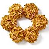 DuHouse 8.7" Silk Hydrangea Flower Heads with Stems Fake Hydrangeas Flowers for DIY Wedding Centerpiece Home Decor,Pack of 6(Mustard Yellow)