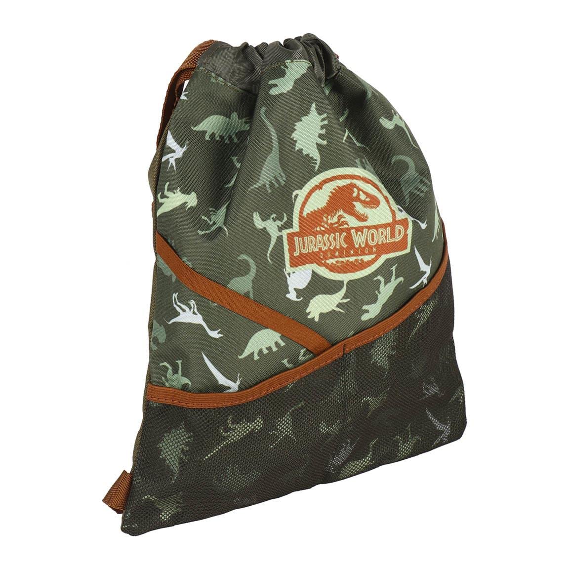 CERDÁ LIFE'S LITTLE MOMENTS - Jurassic Park's Sack Style Backpack with Elastic Mesh Front Pocket and Adjustable Opening Line Explorer - Official Universal Studios License, Green, green, Normal