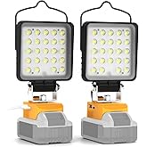 wokelux 2 Pack Cordless LED Work Light for Dewalt 20V Max Battery, 96W 10000LM Light with USB and Type-C Charging Port, Outdoor Handheld Flood Light, Low Voltage Protection - No Battery