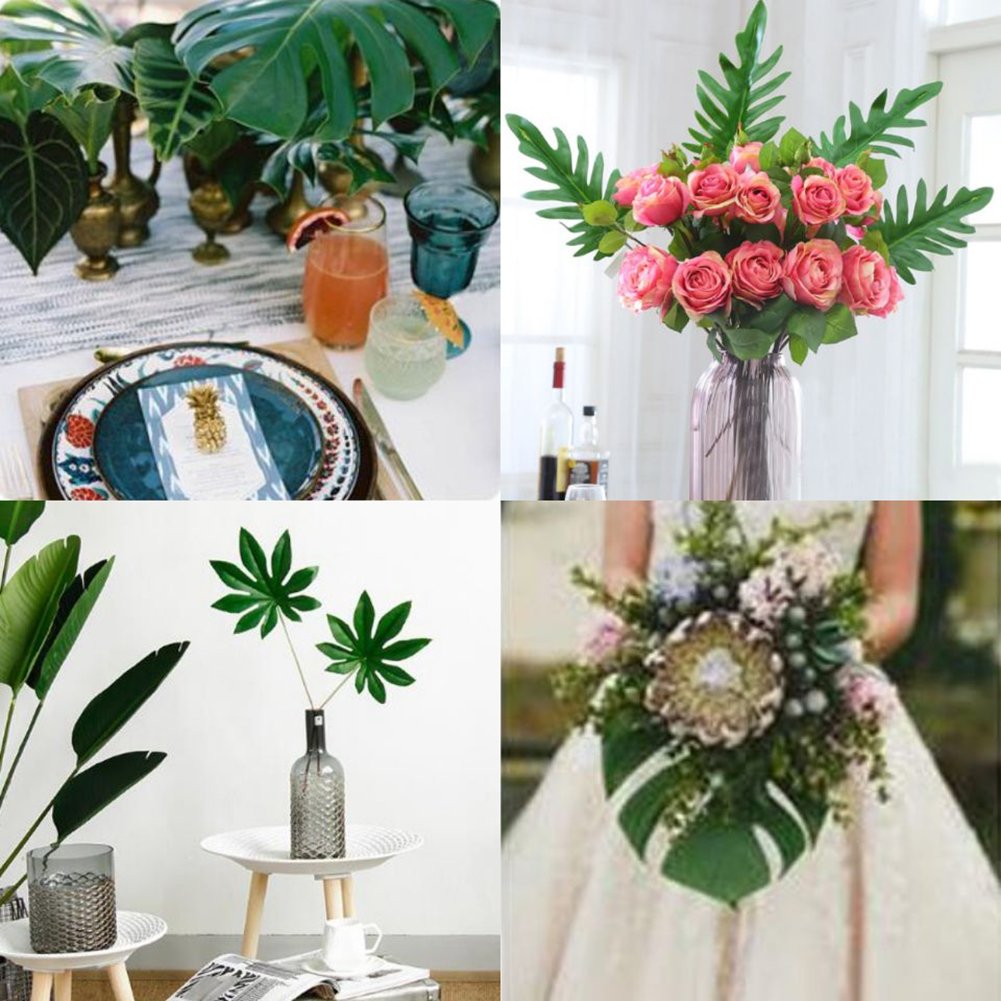 人気ブランドを Ahvoler人工tropical Monstera Leaves Palm Leaf八角形リーフボストンfern Bush植物 フェイク葉緑色植物のルアウパーティーsupplies写真小道具ホームウェディング装飾 組み合わせ4パック B07ctjwfc4 高質で安価 Www Lurin Com