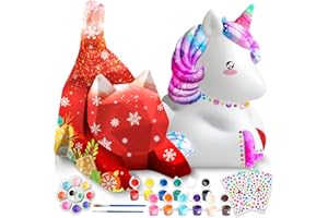 Innorock Paint Your Own Cat & Unicorn Lamp Art Kit 2pcs, DIY Kids Night Light, Christmas Crafts for Teens Girls Boys, Arts & Crafts Painting Kit, Craft Birthday Gift for Kids Ages 3 4 5 6 7 8 9 10