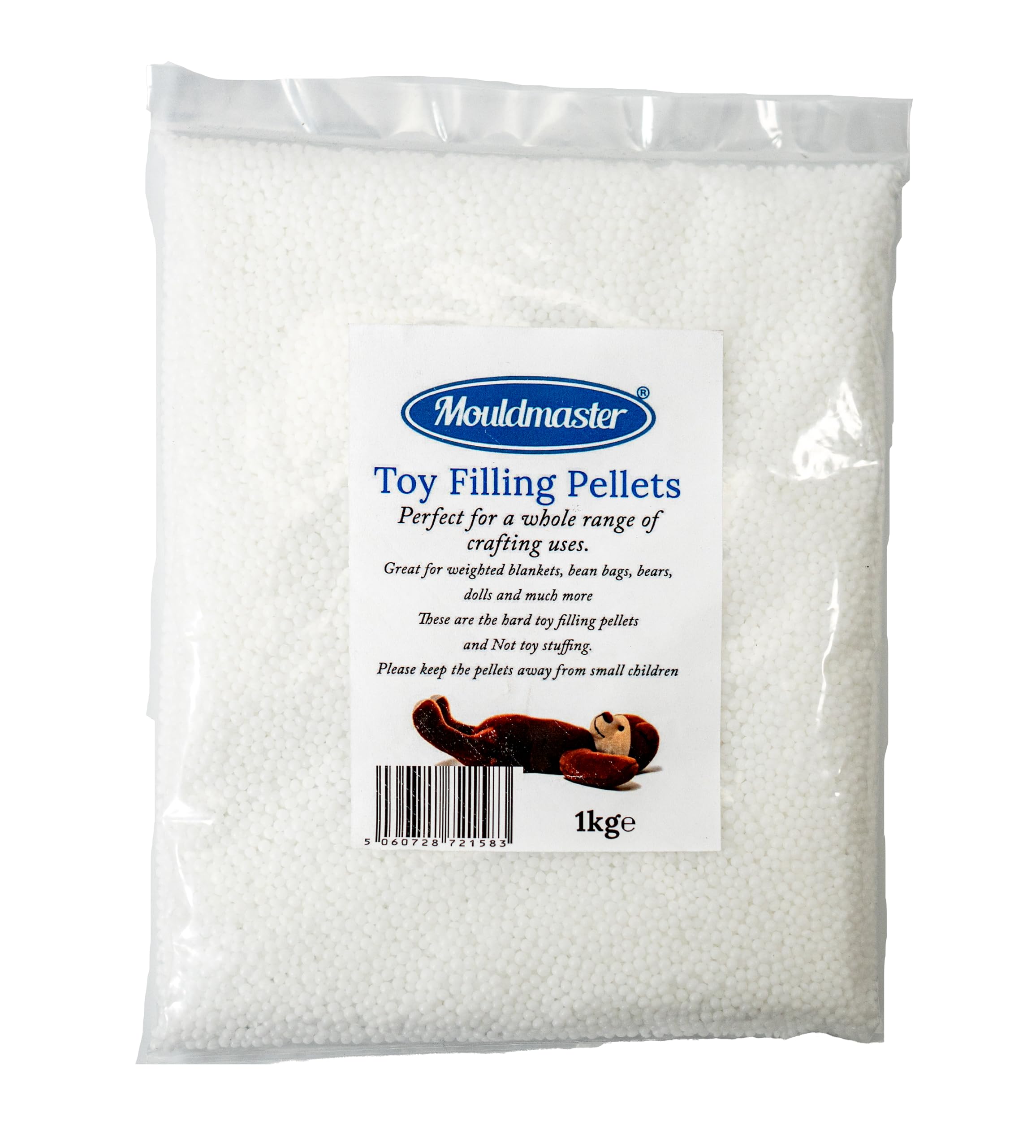 Mouldmaster Toy Filling pellets/Beads 1kg, Off White, TF02 (Packaging may vary), 500g