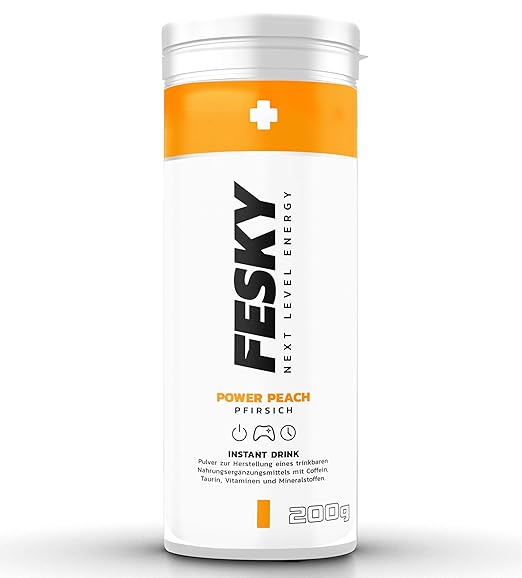 FESKY Power Peach - Next Level Energy Drink, Fitness Drink & Gaming Booster | Maximale Konzentration | Made in Germany