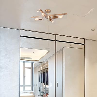 Buy Gold Chandelier With Pull Chain On Off Switch 24 5 Semi Flush Mount Ceiling Light Fixture 2 In 1 Modern Farmhouse Chandelier For Dining Room Kitchen Island Foyer Online In Kenya B08twfl372
