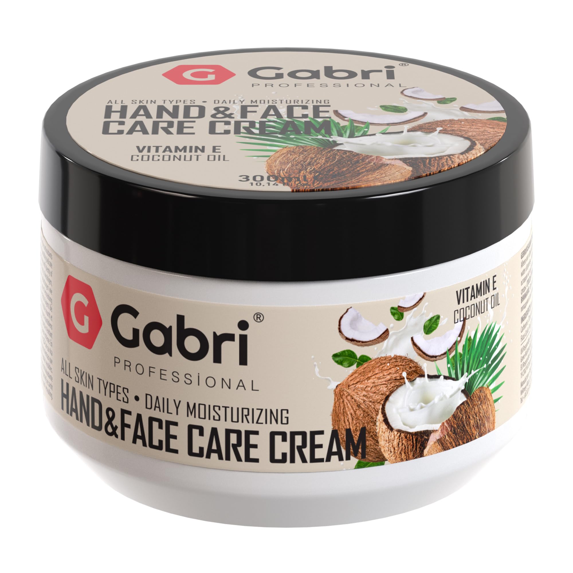 Gabri Hand & Face Care Cream 2in1 300ml | Instantly Boosts Moisture Levels, Creates a Protective Layer & Prevents Moisture Loss | Daily Moisturising for All Skin Types (Coconut Oil)