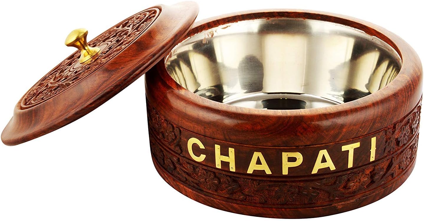 Woodenclave Wooden Chapati Box Classerole (Brown)