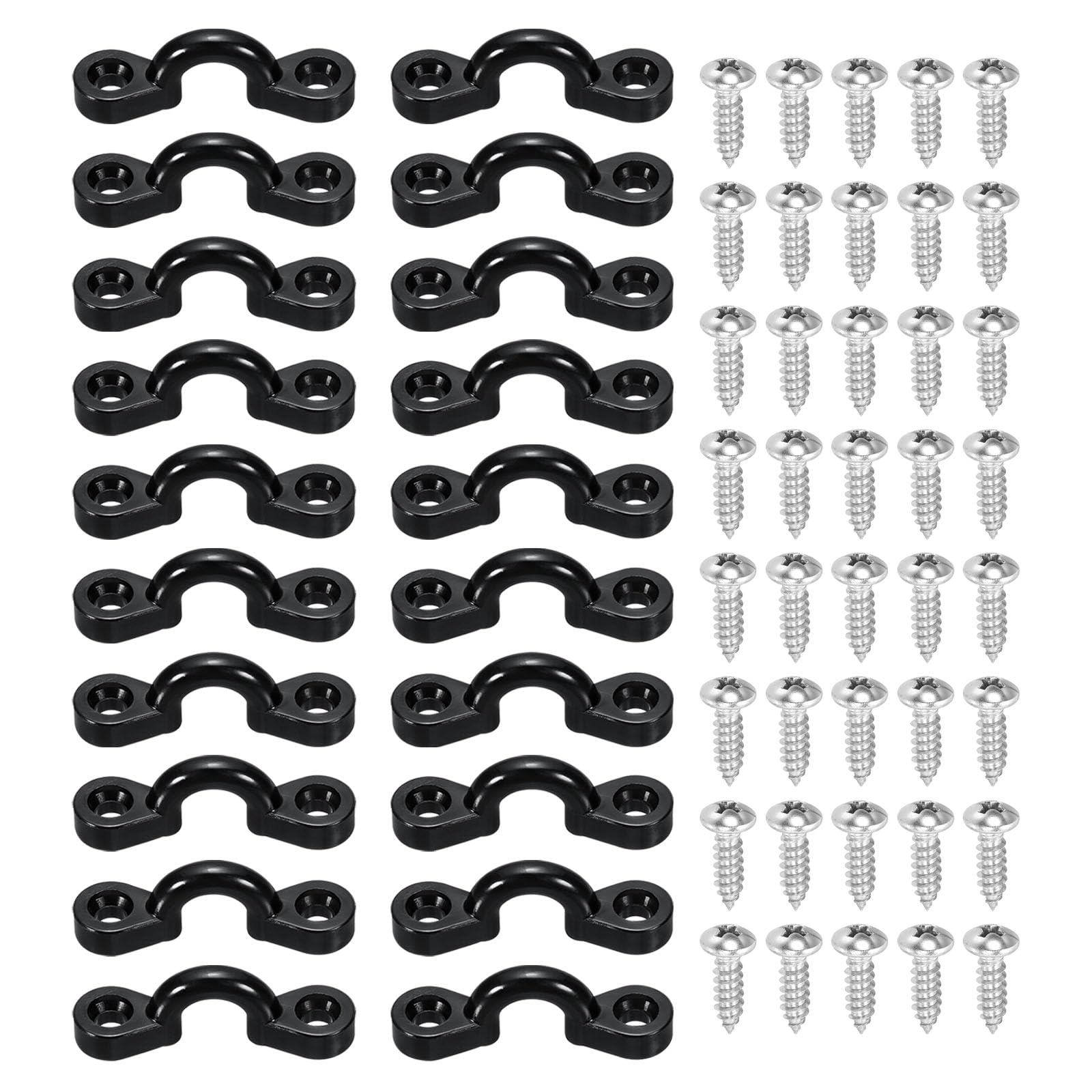 PATIKIL Kayak Pad Eye Kit, 20 Pack Nylon Deck Loops Bimini Boat Top Eye Straps with 40 Pan Head Self Tapping Screws for Kayaks Canoes Boats Tie Down