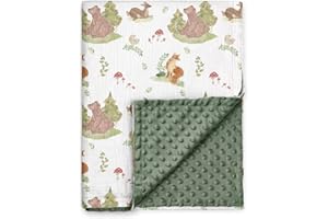 Gllquen Baby Forest Stories Blanket 30 x 40 inches for Newborn Boys Girls - Super Soft Minky Blanket with Muslin Cotton Front
