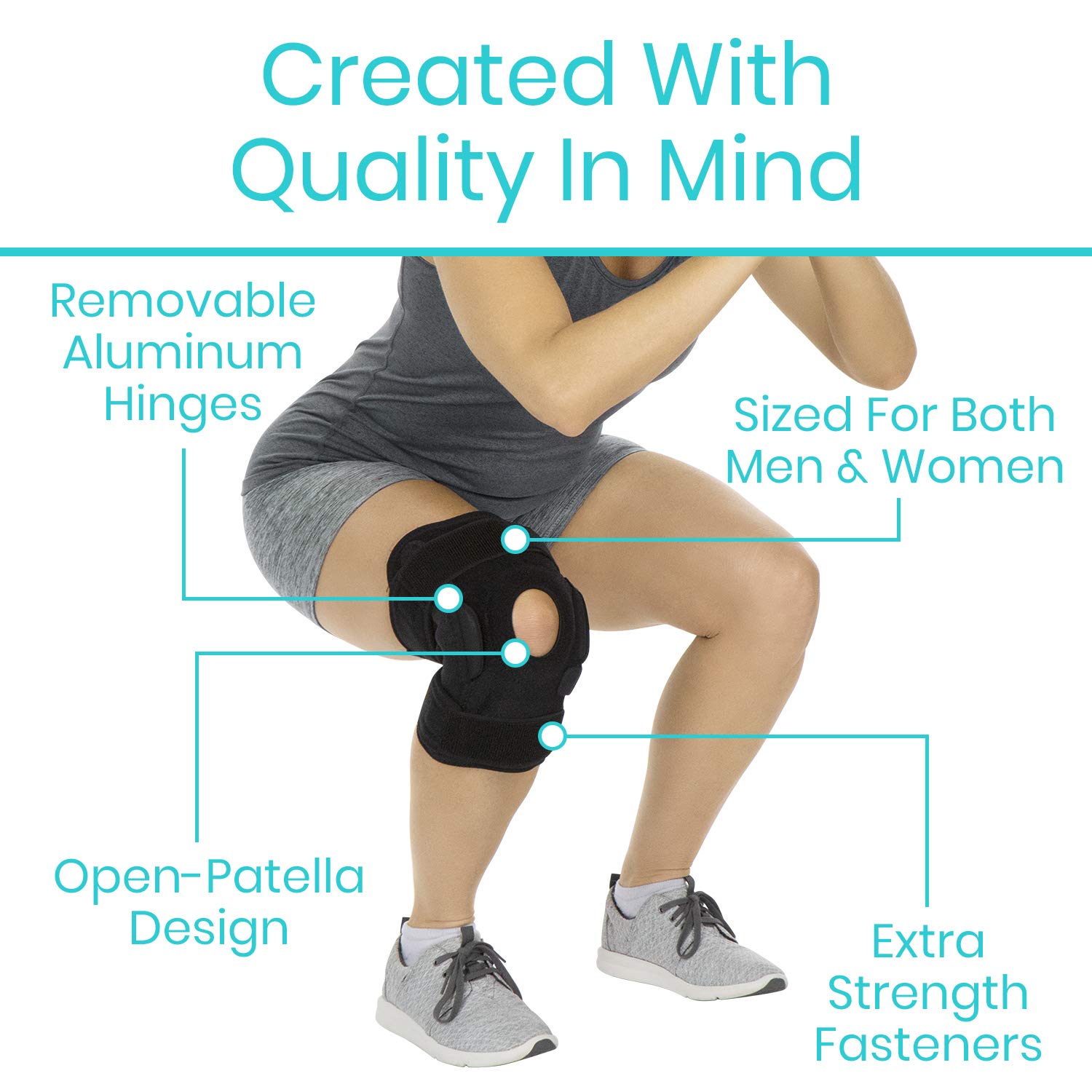 Mua Vive Hinged Knee Brace Adjustable Open Patella Support for