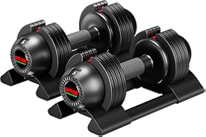 ALTLER Adjustable Dumbbell, 22lb/44lb/52lb Dumbbell Set with Tray for Workout Strength Training Fitness, Adjustable Weight Dial Dumbbell with Anti-Slip Handle and Weight Plate for Home Exercise