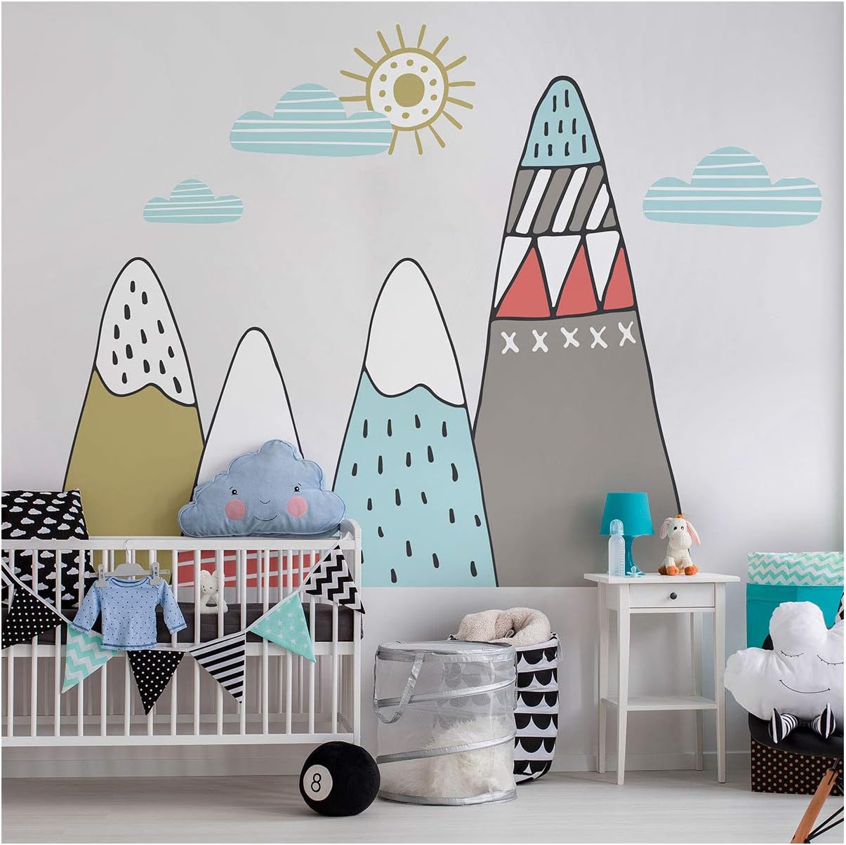 Ambiance Stickers Scandinavian Ivka Mountains Wall Decals, DIY Home Decor, Peel and Stick Removable Stickers, Waterproof and Self Adhesive Wall Art - H80 x L110 cm