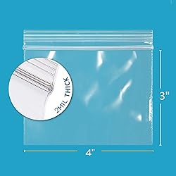 6,000 Case - 4" x 3" Zip Bags, 2 Mil, Clear Plastic