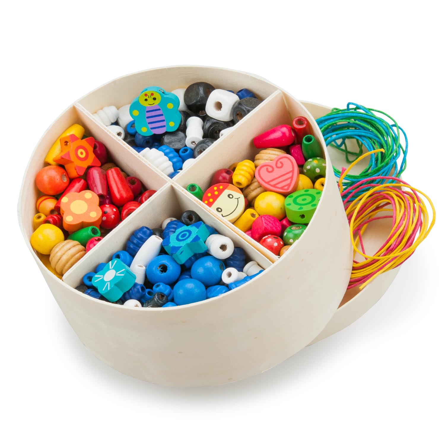 Woet® Wooden Lacing Beads Set 640 Pieces, Threading Toy with 8 Cords, Kids Craft Kit, Montessori Fine Motor Skills, Hand Eye Coordination, Pattern Learning, Preschool Activity, Age 3 Years + — image 1