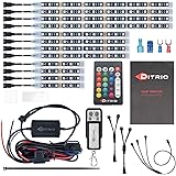 DITRIO 12pcs Underglow RGB LED Strip Light Kit DC 12V with 2 Red Blinking Brake Light Styles for Motorcycles Trikes Golf Cart