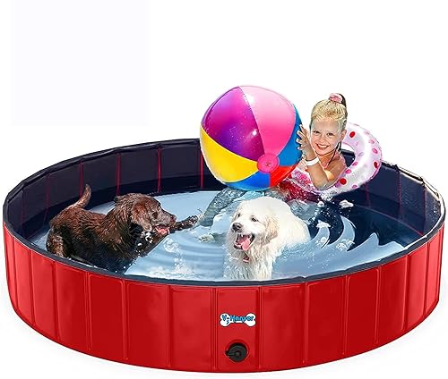 V-HANVER Foldable Dog Pool Collapsible Heavy Duty PVC Pet Pool