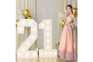 Bugame 4FT 21 Marquee Numbers, Big 21 Light Up Numbers for 21th Birthday Decorations Warm Light Marquee Numbers 4 Feet Tall for Anniversary Party Decor
