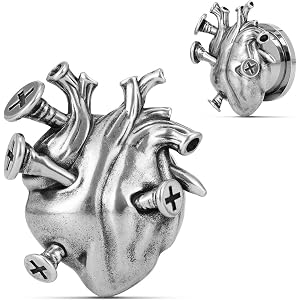 COOEAR Screw Back Stainless Steel Ear Tunnel and Plug Gauges for Earrings, Spiked Dragon Head Logo Piercing Expander Stretche