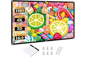 HOIN Portable 100 Inch Foldable Projection Screen: Thick Material Washable Projector Screen 16:9 Foldable Anti-Crease Projector Movies Screen for Outdoor Indoor Support Double Sided Projection