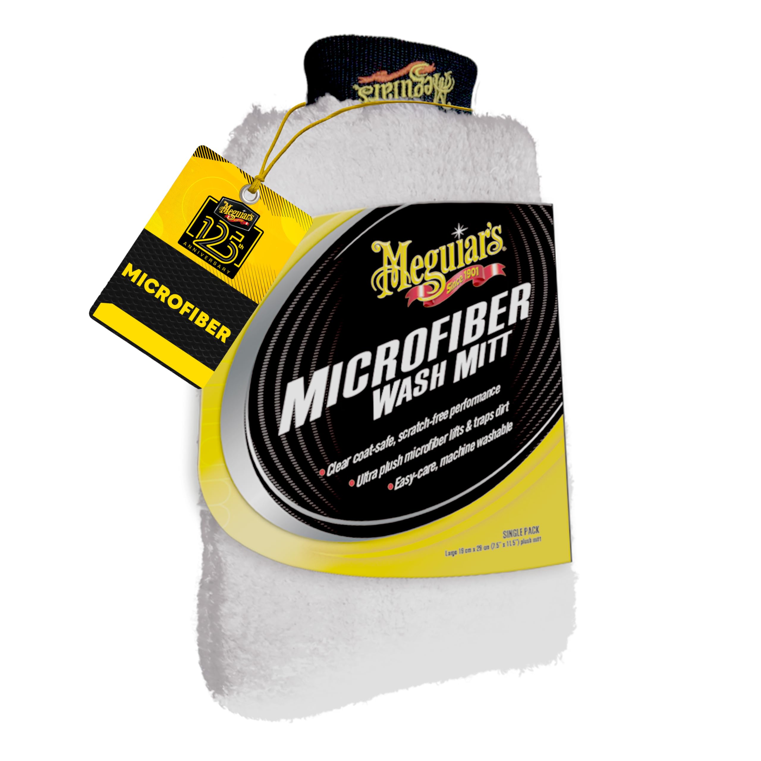 Meguiar's Microfiber Wash Mitt, Super-Thick, Reusable Wash Mitt for Ultimate Finish, Safe on Clear Coats, Leaving You with A Show Car Finish, 1 Pack - X3002