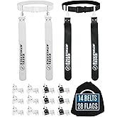 Excel Athletics Adjustable Flag Football Set Youth, Kids & Adult with 14 Player Belts & 28 Football Flags (Black & White)