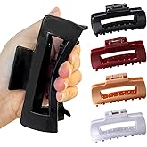 4Pcs Soft Cloud Hair Clips for Women, Flat Round Silicone Hair Claw for Women Hair Clip,Volume Hair Claw Colorful Kabuki Y2K Clip for Thick or Thin Hair Strong Hold No Slip Barrettes