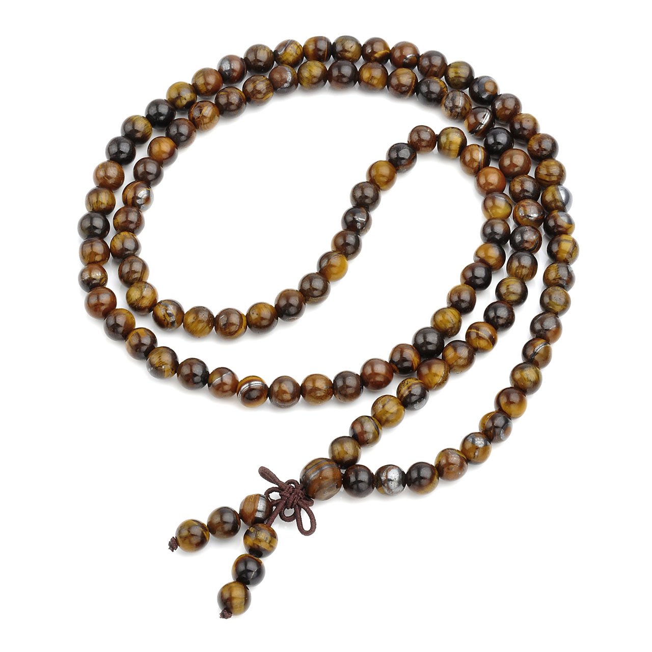 JSDDE Unisex 108 Natural Gemstone Buddha Prayer Beads Mala Bracelets Buddhist Rosary Necklace(6mm Tiger Eye)