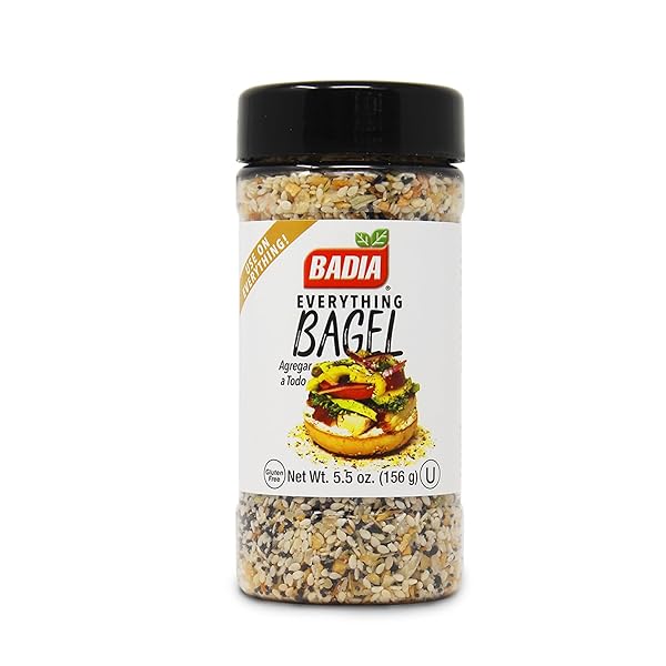 BADIA EVERYTHING BAGEL SEASONING BLEND, 5.5 OZ – SESAME SEED, POPPY SEED, GARLIC, ONION AND SALT