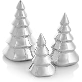 Nambe - Holiday Collection &ndash; Set of 3 Mini Christmas Trees Figurines - 4.5&rdquo; 6&rdquo; 7&rdquo; Figure - Made Alloy - Designed by Wei Young