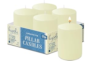 HYOOLA Ivory Pillar Candles 2x3 Inch - Unscented Pillar Candles - Set of 4 - European Made