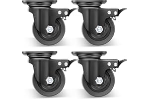 Nefish 4-Inch Heavy Duty Casters Set of 4, Industrial Grade Casters Wheels 7000 LBS, Low Gravity Plate Swivel Caster with Brake, Sturdy & Corrosion-Resistant Nylon Wheels for Industrial, Equipment