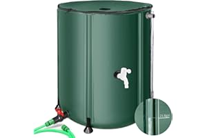 YAFF Rain Barrels to Collect Rainwater from Gutter - Portable Water Storage Tank Water Barrel Rainwater Collection System Rain Catcher Include Filter Two Spigots and Overflow Kit (53 Gallon, Green)
