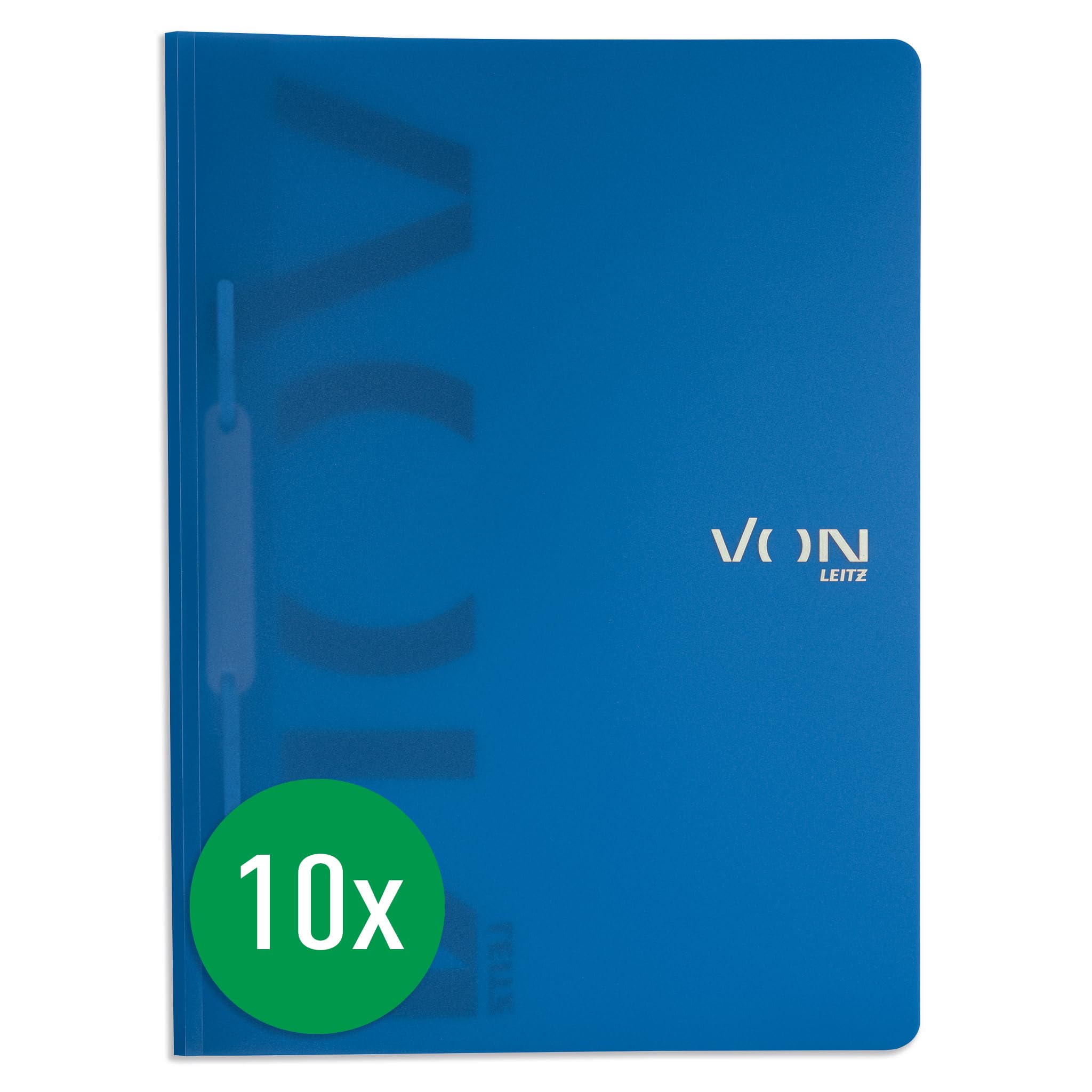 VON Leitz A4 File Folders, Pack of 10, PP Plastic, 100 Sheets Capacity, Lightweight Softcover With Modern Print, for School and Home, Blue