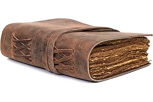 CREATIVE LEATHER ART CLA Journal, Vintage Leather Journal, Handmade Deckle Edge Paper Journal, Leather Sketch Book, Leather Notebook, Leather Journal for Women, Leather Journal for Men (7 x 5 Inch, Vintage Brown)