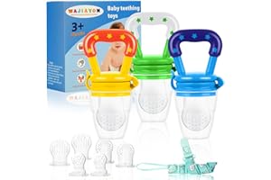 WAJIAYON Baby Fruit Feeder/Fresh Food Feeder Pacifier (3 Pack)- Infant Teething Feeders | Silicone Teether for Babies | Baby Solid Food Pacifier Essentials for Babies Toddlers Infants Kids