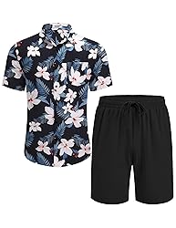COOFANDY Men's Hawaiian Matching Set Summer Beach 2