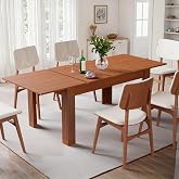Expandable Dining Table for 4-10 People, 54 to 85 Inch Rectangular Kitchen Table with Self-Storing Leaf, Modern Engineered Wood Dining Table