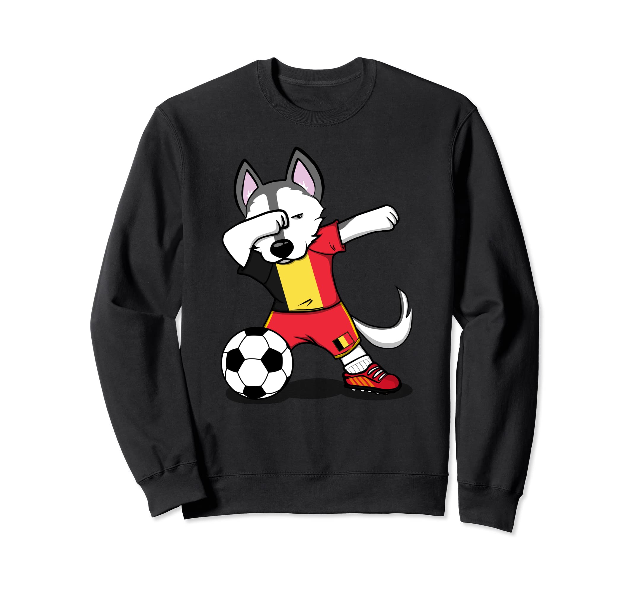 Dabbing Husky Dog Belgium Football Belgian Flag Soccer Lover Sweatshirt