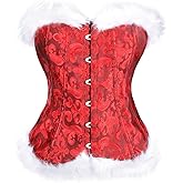 LEACOOLKEY Women Lace-up Bustier Corset Top Sexy Overbust Body Shapewear Waist Cincher Corset