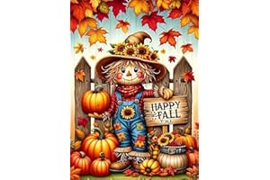 TCDZMYGS Fall Stamped Cross Stitch Kits for Beginners Adults,Scarecrow Patterns Dimensions Needlepoint Art Crafts,Counted Cross Stitch Kits Embroidery Kits for Beginners Adults for Home Decor 11.8x15.8 inch