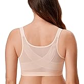 DELIMIRA Women's Front Closure Bras Posture Full Coverage No Underwire Unlined Back Support Bra