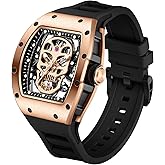 FELITI FORTONS Automatic Mechanical Watch Casual Entry lux Luminous Hands Wrist Watches Chronograph Waterproof Silicon Band Multifunction Watches for Men&Festival Gift for Men