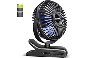 BESKAR Portable Clip on Fan Rechargeable, 4 Speeds Small Battery Operated Fans, USB Desk Fan with Strong Airflow, Sturdy Clamp Fans for Golf Cart Office Outdoor Travel Camping