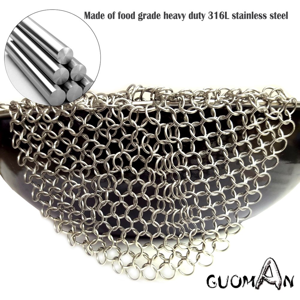 Cast Iron Cleaner 7 Inch Premium AntiRust Stainless Steel Chainmail