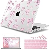 May Chen Case for M4 MacBook Pro 16 inch A3403 Max A3186, M3 A2991 M2 A2780 M1 A2485 Pro Max 2024 2023 2022 2021 Release, Plastic Hard Shell Case with Screen Pretector&Keyboard Cover, Heart Bow