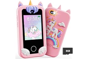 DUDUDRAGON Kids Smart Phone Toy for Girls 3 4 5 6 Year Old Toddler Unicorn Gifts , MP3 Music Player, Dual Camera Travel Toys with Educational Games, Touchscreen Pretend Play Phones for 3-8 Year Old